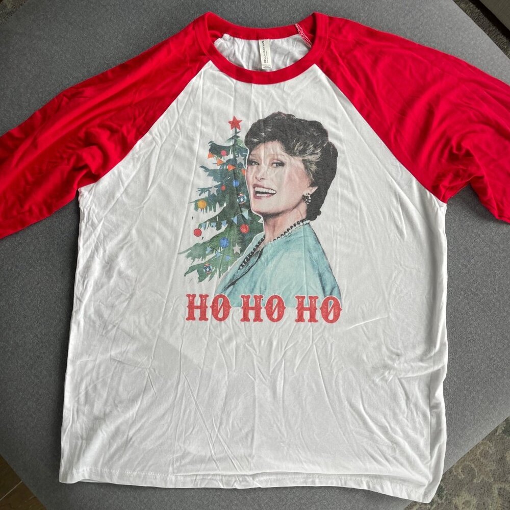 Golden Girls Blanche “Ho Ho Ho” Raglan T-Shirt 🎄Christmas Etsy 🎅 Cotton Blend L